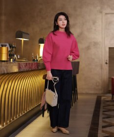 Tiaclasse 【洗える】モックネックジャガードニットプルオーバー