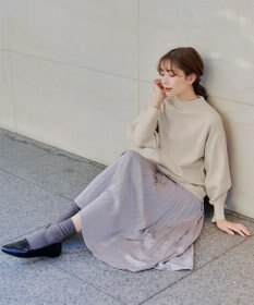 Tiaclasse 【洗える】モックネックジャガードニットプルオーバー