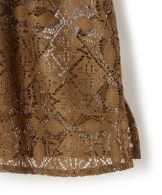 ICB 【洗える】タイルパターンレース バンドカラーシャツ