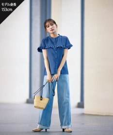 Tiaclasse L 【洗える】ケープ風フリルスリーブブラウス