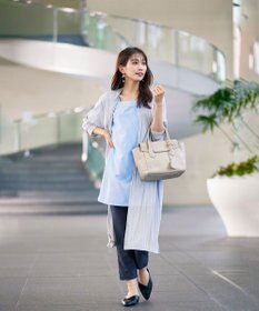 Tiaclasse 【洗える】ストライプフレアスリーブチュニックブラウス