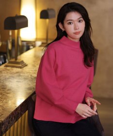 Tiaclasse 【洗える】モックネックジャガードニットプルオーバー