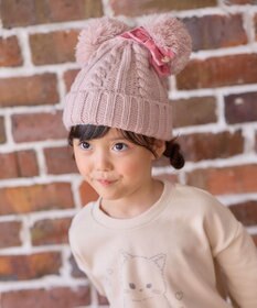 ANY KIDS ポンポン付き ニット キャップ