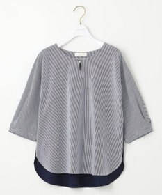 ANY SIS S 【洗える】シルケットストライプドルマン カットソー