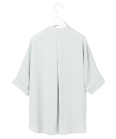 ICB L 【人気のため新色追加・接触冷感・UVケア・速乾・洗える】BackSatinAmunzen 5分袖バンドカラーブラウス