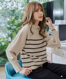 Tiaclasse 【洗える】モックネックジャガードニットプルオーバー