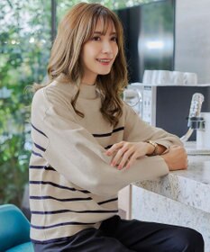 Tiaclasse 【洗える】モックネックジャガードニットプルオーバー