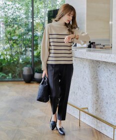 Tiaclasse 【洗える】モックネックジャガードニットプルオーバー