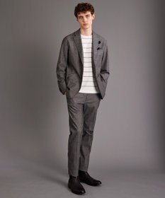 JOSEPH ABBOUD 【洗える】コットンカスリボーダー クルーネック ニット