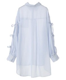 earth music&ecology 袖スリットリボンロングシャツ