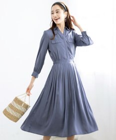 Tiaclasse 【洗える】ヴィンテージサテンシャツワンピース