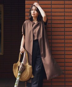 自由区 【接触冷感・速乾・UVカット・撥水・防シワ】リネンライクツイル ロングジレ