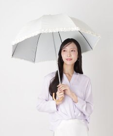 MOONBAT 【遮光/晴雨兼用日傘】LANVIN en Bleu (ランバン オン ブルー)ドビーフリル ハート 遮熱 UV 長傘