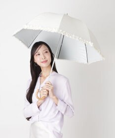 MOONBAT 【遮光/晴雨兼用日傘】LANVIN en Bleu (ランバン オン ブルー)ドビーフリル ハート 遮熱 UV 長傘