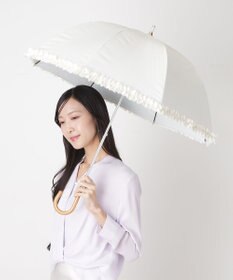 MOONBAT 【遮光/晴雨兼用日傘】LANVIN en Bleu (ランバン オン ブルー)ドビーフリル ハート 遮熱 UV 長傘