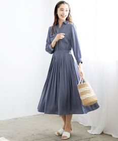 Tiaclasse 【洗える】ヴィンテージサテンシャツワンピース