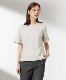J.PRESS LADIES L 【接触冷感】コットンスムース 刺繍スリーブ カットソー