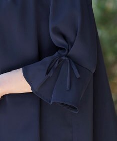 Tiaclasse L 【洗える】リボン付きタックスリーブチュニックブラウス