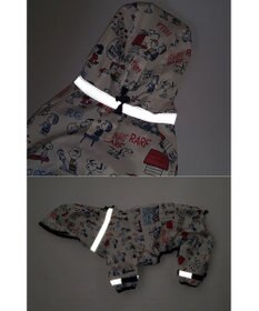 PET PARADISE スヌーピー 足付き透明フード付き レインコート《アメリカンビンテージ柄》中型犬 大型犬