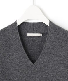 ICB 【洗える】エクストラファインメリノリブ Vネックニット