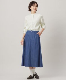 J.PRESS LADIES 【洗える】セルロースシャンブレー フレアー スカート