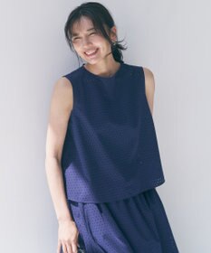 UNFILO 【セットアップ着用可】FINE MOVE パンチング ドットブラウス