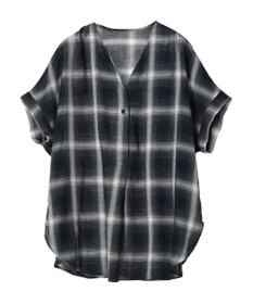 Green Parks リネンレーヨン前立てブラウス