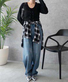 WEGO レイヤードレースアップ長袖トップス