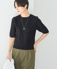 AMERICAN HOLIC ケーブル５分袖ニットプルオーバー