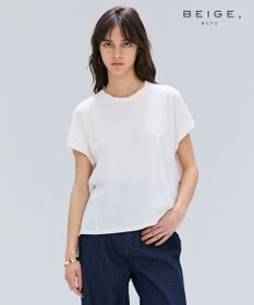 BEIGE， 【BEIGE,ecru/WEB限定・洗える】FINE DRY TOUCH / ねじりデザインコットンクルーネックTシャツ