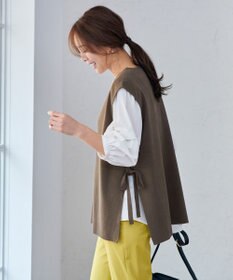 ANY L 【洗濯機可】サイドリボン ニットベスト