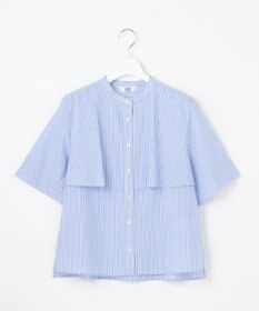 J.PRESS LADIES 【一枚で着映え】シルフィーローン ストライプ バンドカラー ブラウス