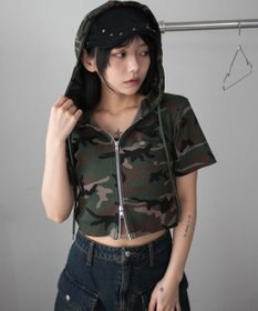 WEGO リブハンソデジップパーカー