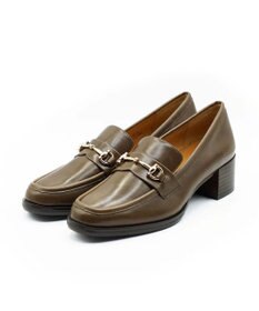 APOM イタリアンレザー ブロックヒールビットローファー45