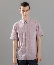 JOSEPH HOMME 新柄【ストレッチ】ハムサジャガードストレッチ　レギュラーカラー半袖シャツ ピンク系