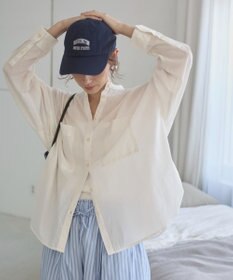 WEGO 着丈が選べる オーバーサイズ バンドカラー シャツ / ストライプ / 無地