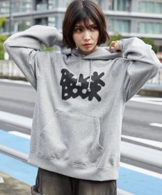 WEGO 【ユニセックス着用ITEM/裏起毛/SMLサイズ展開】リラックスフィットスプレーグラフィックパーカー