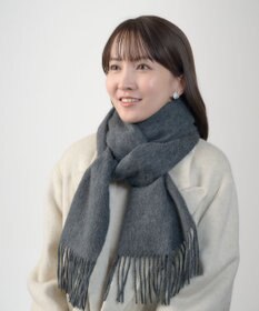 MOONBAT プラスムーンバット (+moonbat) カシミヤ100％無地マフラー 洗える 190㎝×30㎝