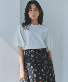 組曲 プレーティング天竺 バルーンスリーブカットソー ホワイト系