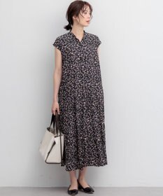 組曲 L 【WEB限定】ギャザーライトデシン ティアードワンピース