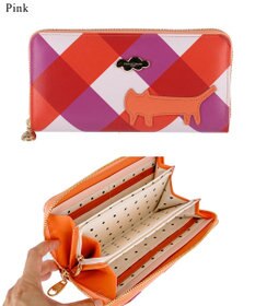 tsumori chisato CARRY くもネコチェック 財布 ラウンドファスナー長財布
