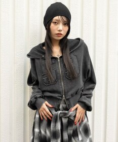 WEGO ファーフードショートZIPパーカー