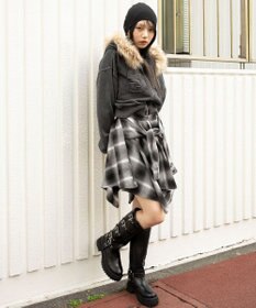 WEGO ファーフードショートZIPパーカー