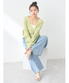 earth music&ecology クロシェ風カーディガン