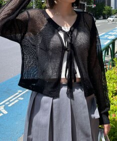 WEGO スパンコールメッシュニットカーデ