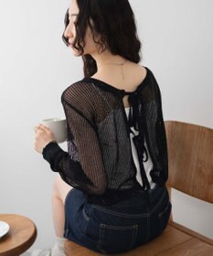 WEGO スパンコールメッシュニットカーデ