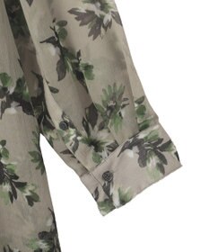 YECCA VECCA フラワー柄シアーロングシャツ
