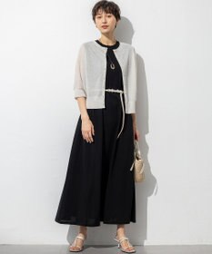 23区 【前後着用可能/洗える】シャイニーシアー 5分袖 カーディガン