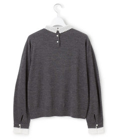 23区 【CLASSY.掲載/洗える】エンブロイダリー ジオメトリックレースコンビ ニット