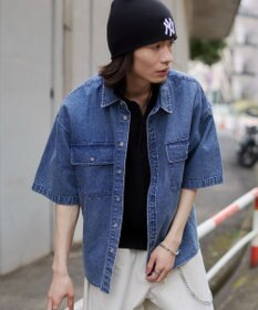 WEGO 【ユニセックス着用ITEM/MLサイズ展開】カラーデニムシャツ（SS）